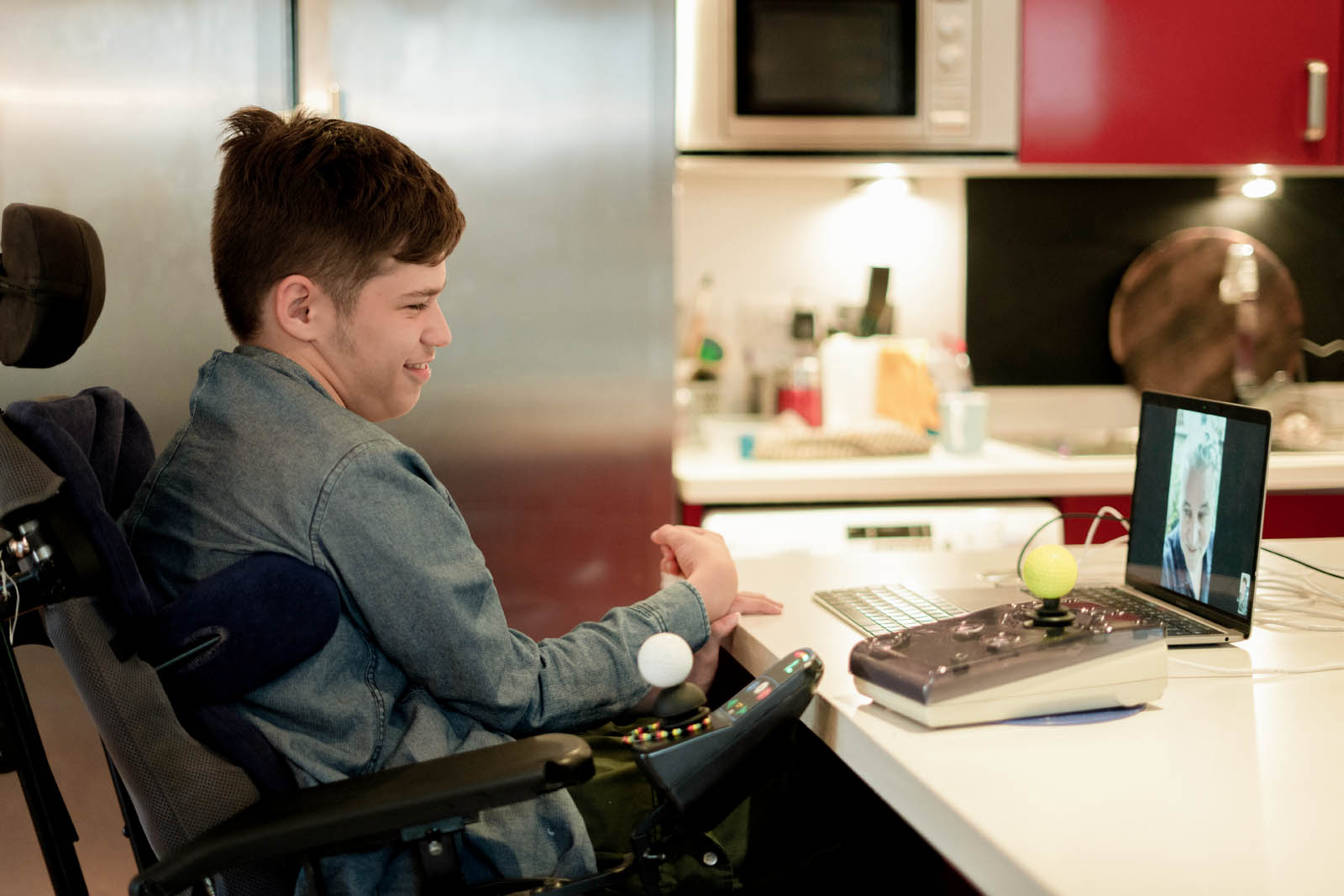 An example photo of using Mobility Assistance