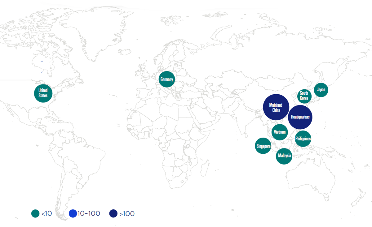 This is ASUS' supplier distribution world map